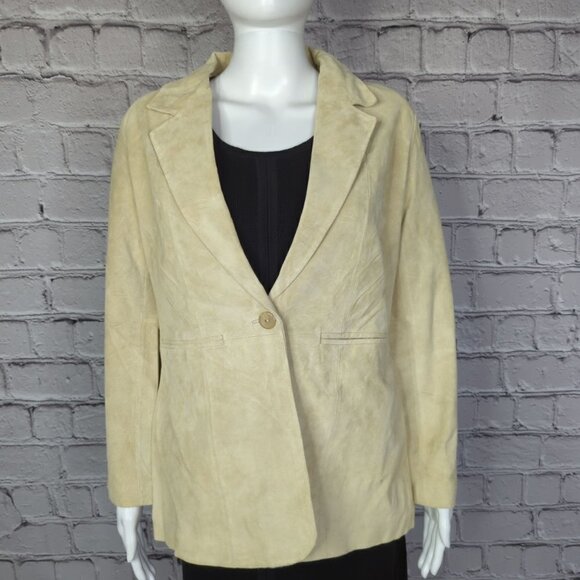 Denim & Co Tan Suede Leather Jacket, Women's Small, NWT - Picture 2 of 12